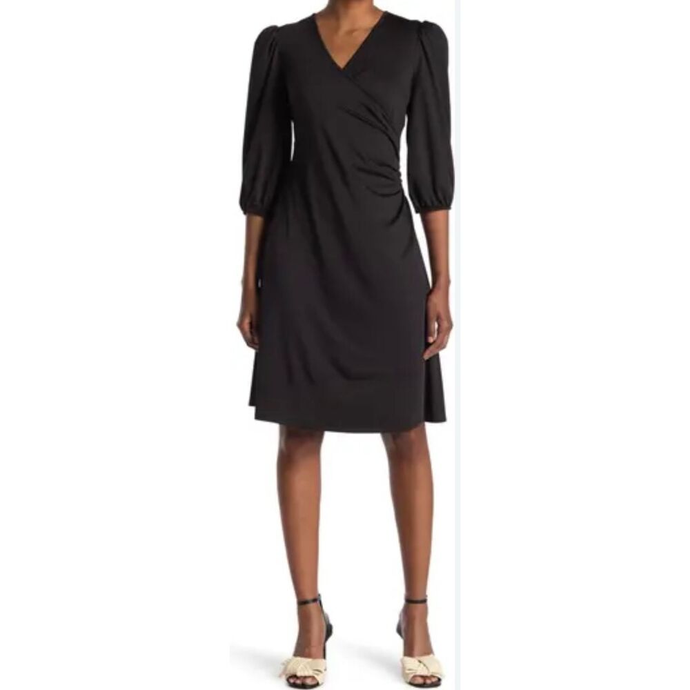 Love by Design NWT Amelia Ruched Wrap Black dress size X-large